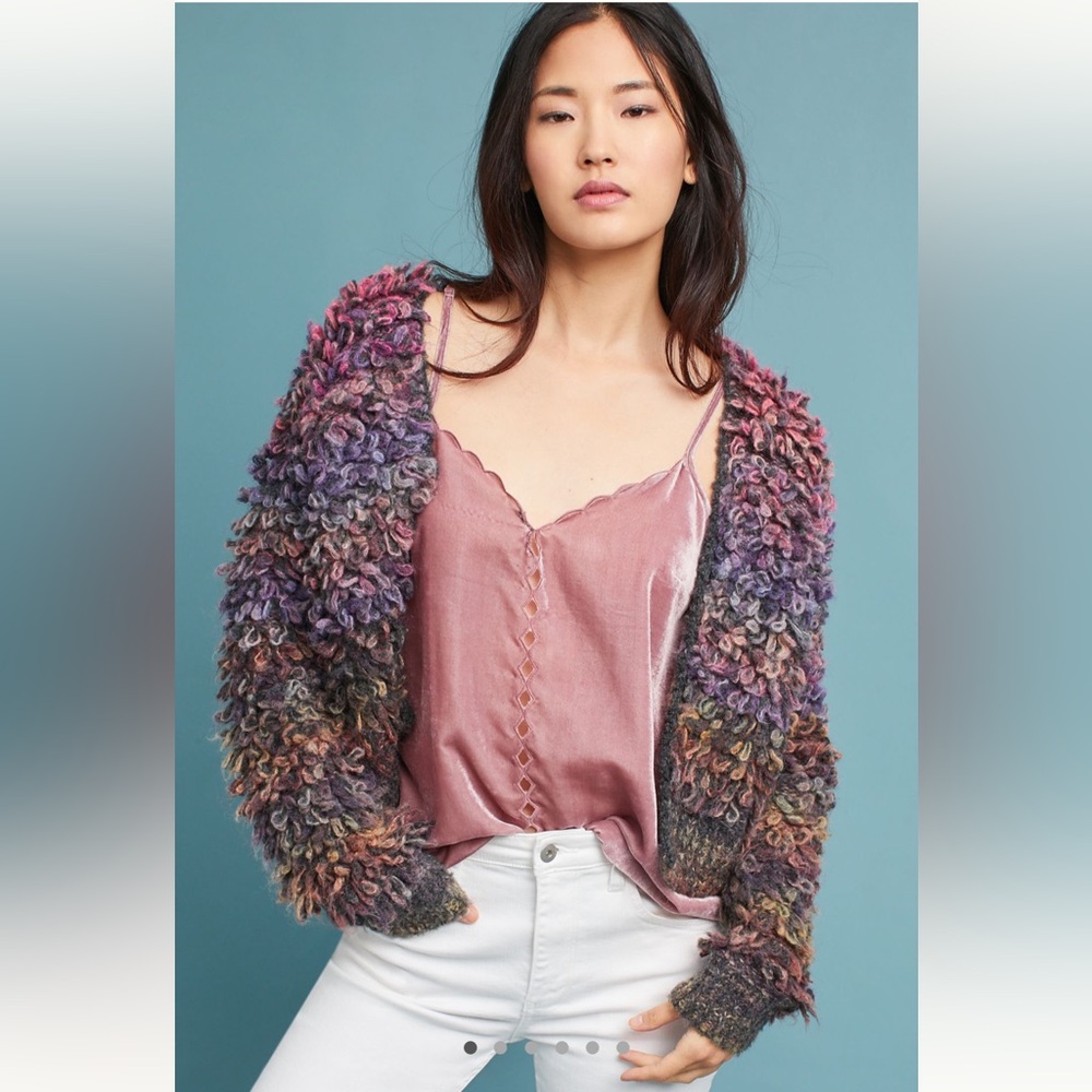 NWT Maeve by Anthropologie Scallop Cut Out Velvet Cami Pink/Dusty Rose Size‎ XL